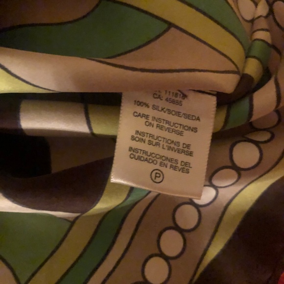Like New Michael Kors 100 percent silk green tan and brown top - Picture 2 of 3